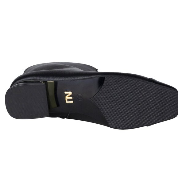 Cute Modern Womens Black Leather Ankle Metallic Heel Pointy Flat Boots - Picture 8 of 10